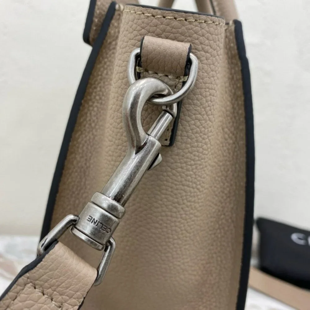 Celine Taupe Pebbled Leather Micro Luggage Crossbody - Picture 5 of 9